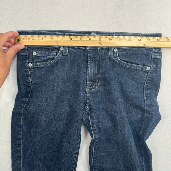 7 For All Mankind Bootcut Crop* Jeans Womens Size 28 Dark Blue Low Rise - Picture 8 of 14